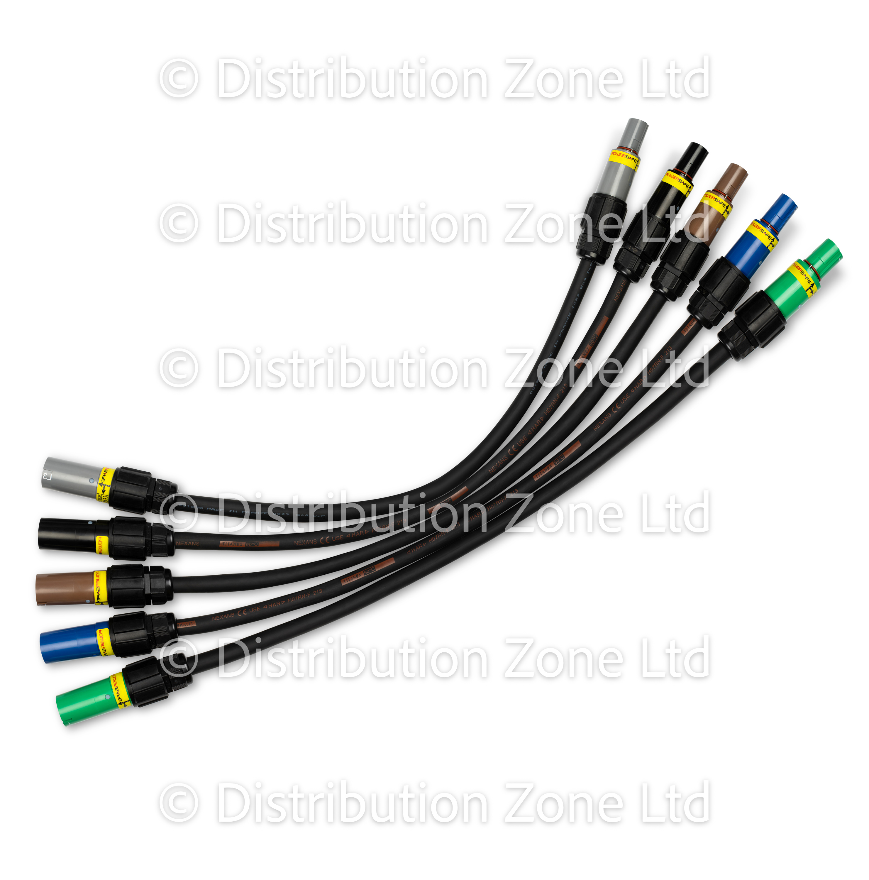 Powerlock H07RN-F Lineax Cable Source To Drain 20m Set of 5 All 5 Colours 800A 240mm²