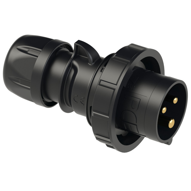 PCE Midnight Series (Black) Trailing Commando Plug 32A 2P+E 230V IP67 0232-6x